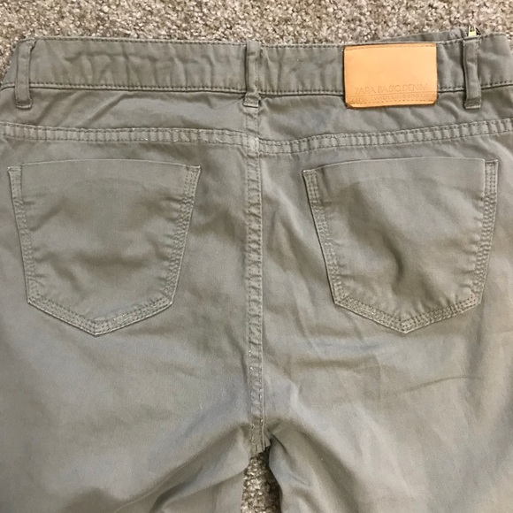 Basic Denim Gray Khaki Ankle Zip Skinny Leg Pants - Picture 3 of 8